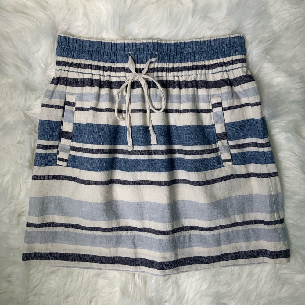 LOFT blue striped linen cotton skirt